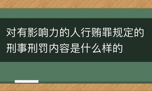 对有影响力的人行贿罪规定的刑事刑罚内容是什么样的