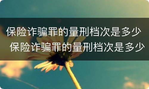 保险诈骗罪的量刑档次是多少 保险诈骗罪的量刑档次是多少级