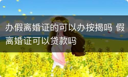 办假离婚证的可以办按揭吗 假离婚证可以贷款吗