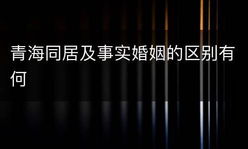 青海同居及事实婚姻的区别有何
