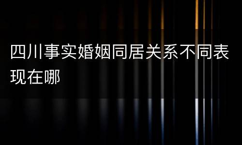 四川事实婚姻同居关系不同表现在哪