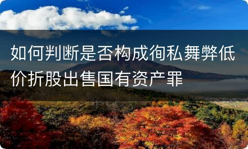 如何判断是否构成徇私舞弊低价折股出售国有资产罪
