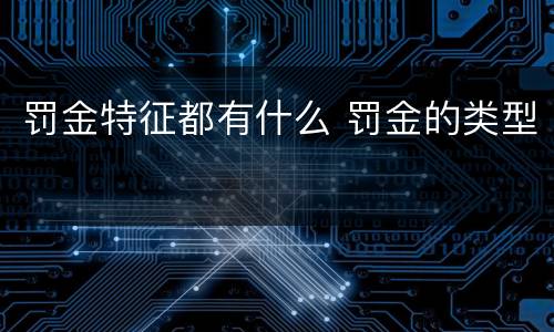 罚金特征都有什么 罚金的类型