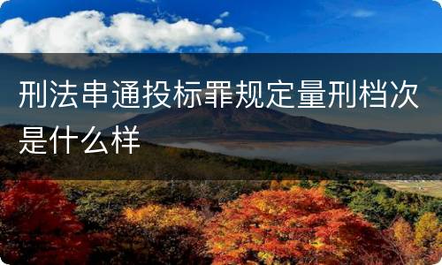 刑法串通投标罪规定量刑档次是什么样