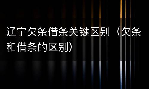 辽宁欠条借条关键区别（欠条和借条的区别）