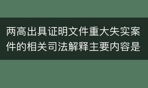 两高出具证明文件重大失实案件的相关司法解释主要内容是什么