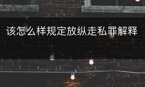 该怎么样规定放纵走私罪解释