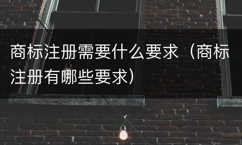 商标注册需要什么要求（商标注册有哪些要求）