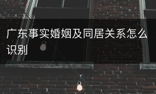 广东事实婚姻及同居关系怎么识别