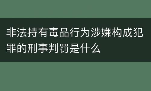 非法持有毒品行为涉嫌构成犯罪的刑事判罚是什么