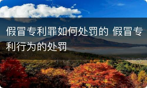 假冒专利罪如何处罚的 假冒专利行为的处罚
