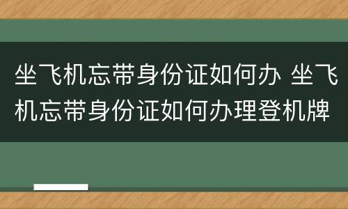 坐飞机忘带身份证如何办 坐飞机忘带身份证如何办理登机牌