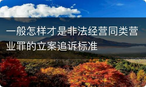 一般怎样才是非法经营同类营业罪的立案追诉标准