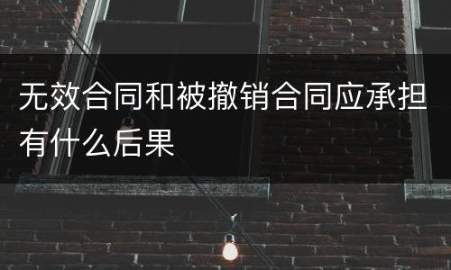 无效合同和被撤销合同应承担有什么后果