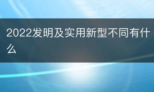 2022发明及实用新型不同有什么
