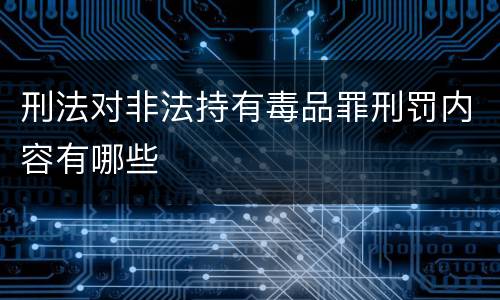 刑法对非法持有毒品罪刑罚内容有哪些