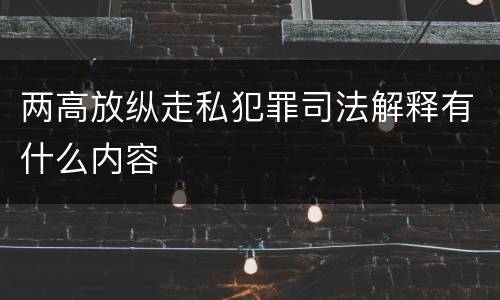 两高放纵走私犯罪司法解释有什么内容
