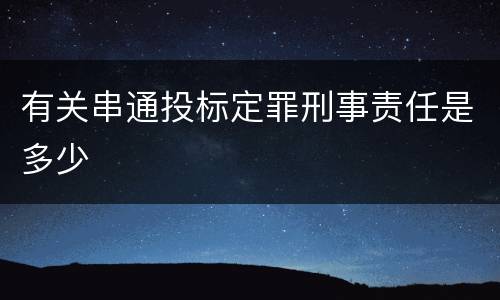 有关串通投标定罪刑事责任是多少