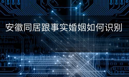 安徽同居跟事实婚姻如何识别