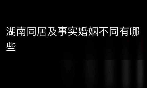 湖南同居及事实婚姻不同有哪些
