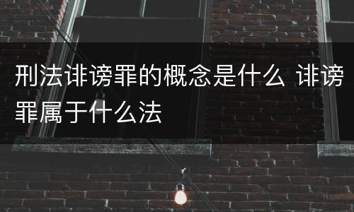 刑法诽谤罪的概念是什么 诽谤罪属于什么法