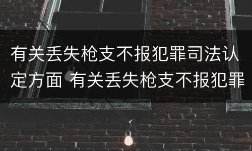 有关丢失枪支不报犯罪司法认定方面 有关丢失枪支不报犯罪司法认定方面的问题