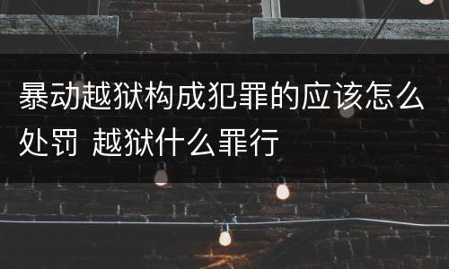 暴动越狱构成犯罪的应该怎么处罚 越狱什么罪行