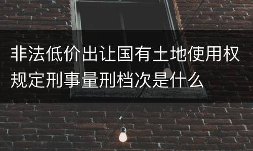 非法低价出让国有土地使用权规定刑事量刑档次是什么