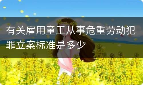 有关雇用童工从事危重劳动犯罪立案标准是多少