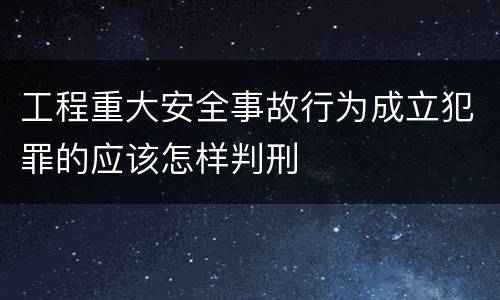 工程重大安全事故行为成立犯罪的应该怎样判刑