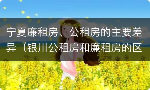 宁夏廉租房、公租房的主要差异（银川公租房和廉租房的区别）