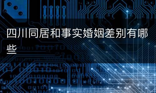 四川同居和事实婚姻差别有哪些