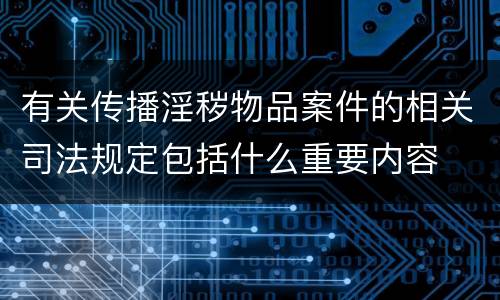 有关传播淫秽物品案件的相关司法规定包括什么重要内容