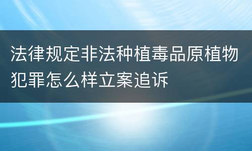 法律规定非法种植毒品原植物犯罪怎么样立案追诉