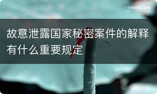 故意泄露国家秘密案件的解释有什么重要规定