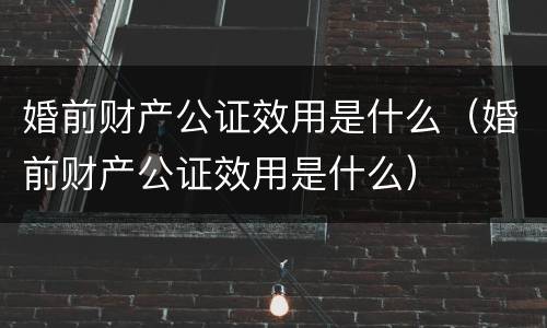 婚前财产公证效用是什么（婚前财产公证效用是什么）