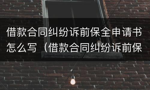 借款合同纠纷诉前保全申请书怎么写（借款合同纠纷诉前保全申请书怎么写才有效）