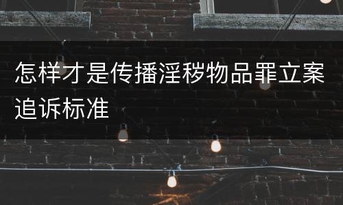 怎样才是传播淫秽物品罪立案追诉标准