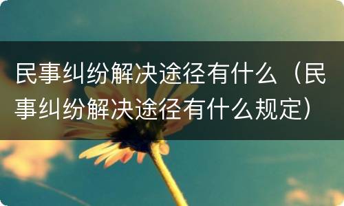 民事纠纷解决途径有什么（民事纠纷解决途径有什么规定）