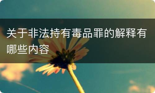 关于非法持有毒品罪的解释有哪些内容