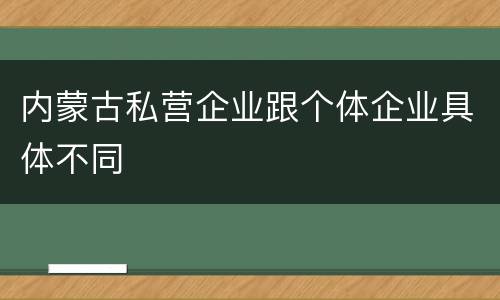 内蒙古私营企业跟个体企业具体不同