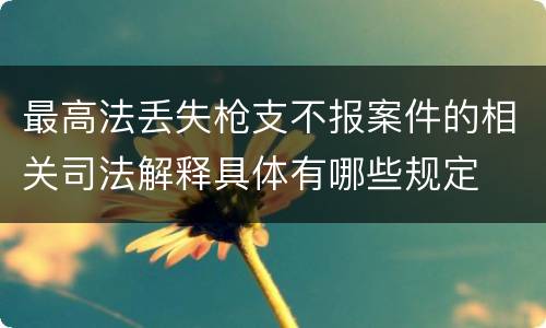 最高法丢失枪支不报案件的相关司法解释具体有哪些规定