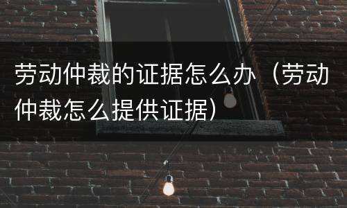 劳动仲裁的证据怎么办（劳动仲裁怎么提供证据）