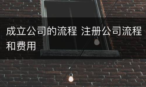 成立公司的流程 注册公司流程和费用
