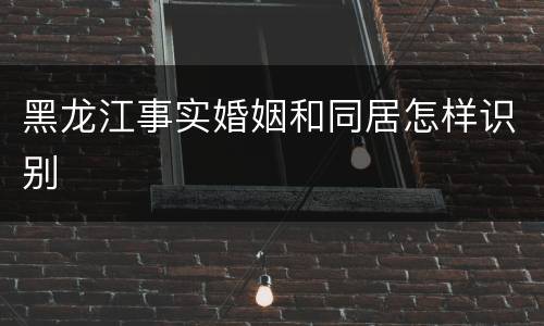 黑龙江事实婚姻和同居怎样识别