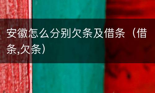 安徽怎么分别欠条及借条（借条,欠条）