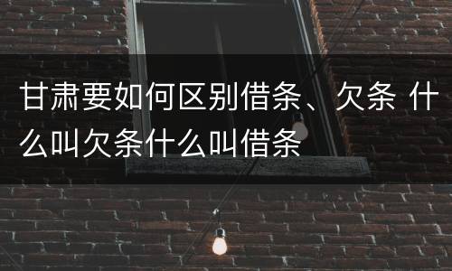 甘肃要如何区别借条、欠条 什么叫欠条什么叫借条