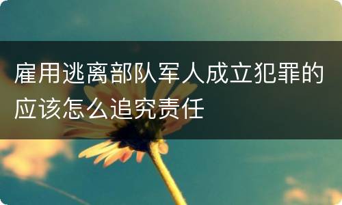 雇用逃离部队军人成立犯罪的应该怎么追究责任