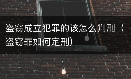 盗窃成立犯罪的该怎么判刑（盗窃罪如何定刑）