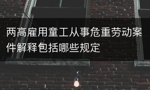 两高雇用童工从事危重劳动案件解释包括哪些规定